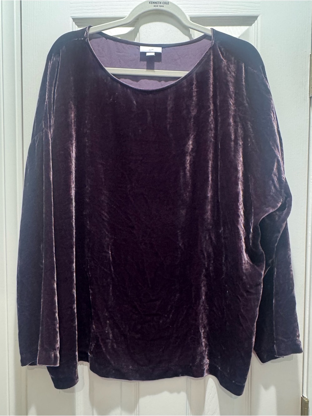 J. Jill Velvet Long-Sleeve Top in Deep Plum
